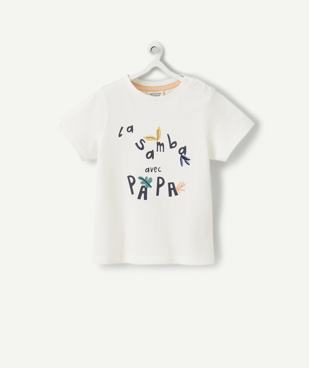 T-shirt bébé garçon blanc en coton anti uv bio avec message - 3 M