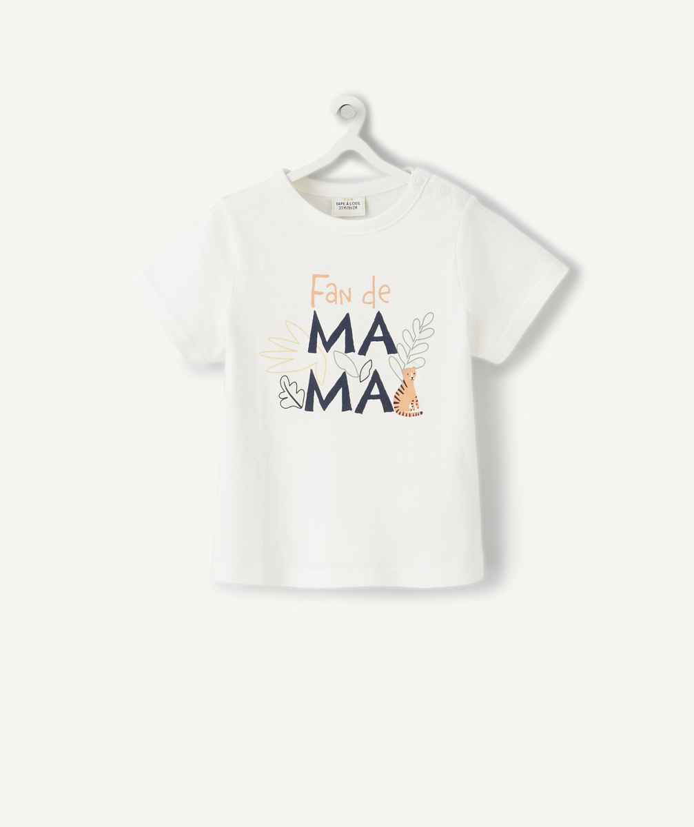 T-shirt blanc bébé garçon en fibres recyclées imprimé magique mama - 12 M