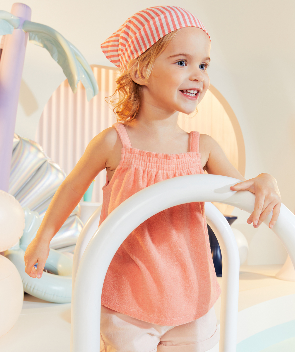 T-shirt à bretelles bébé fille en éponge corail - 9 M
