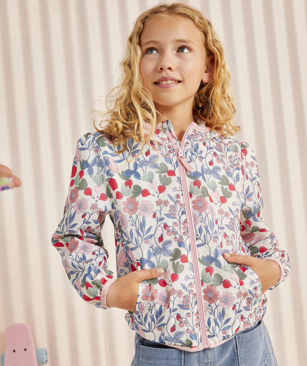 Coupe-vent fille à capuche imprimé floral - 4 A
