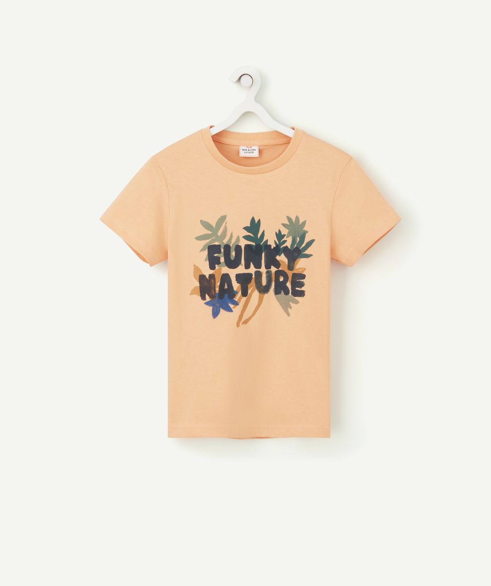 T-shirt garçon orange en coton bio imprimé nature - 3 A
