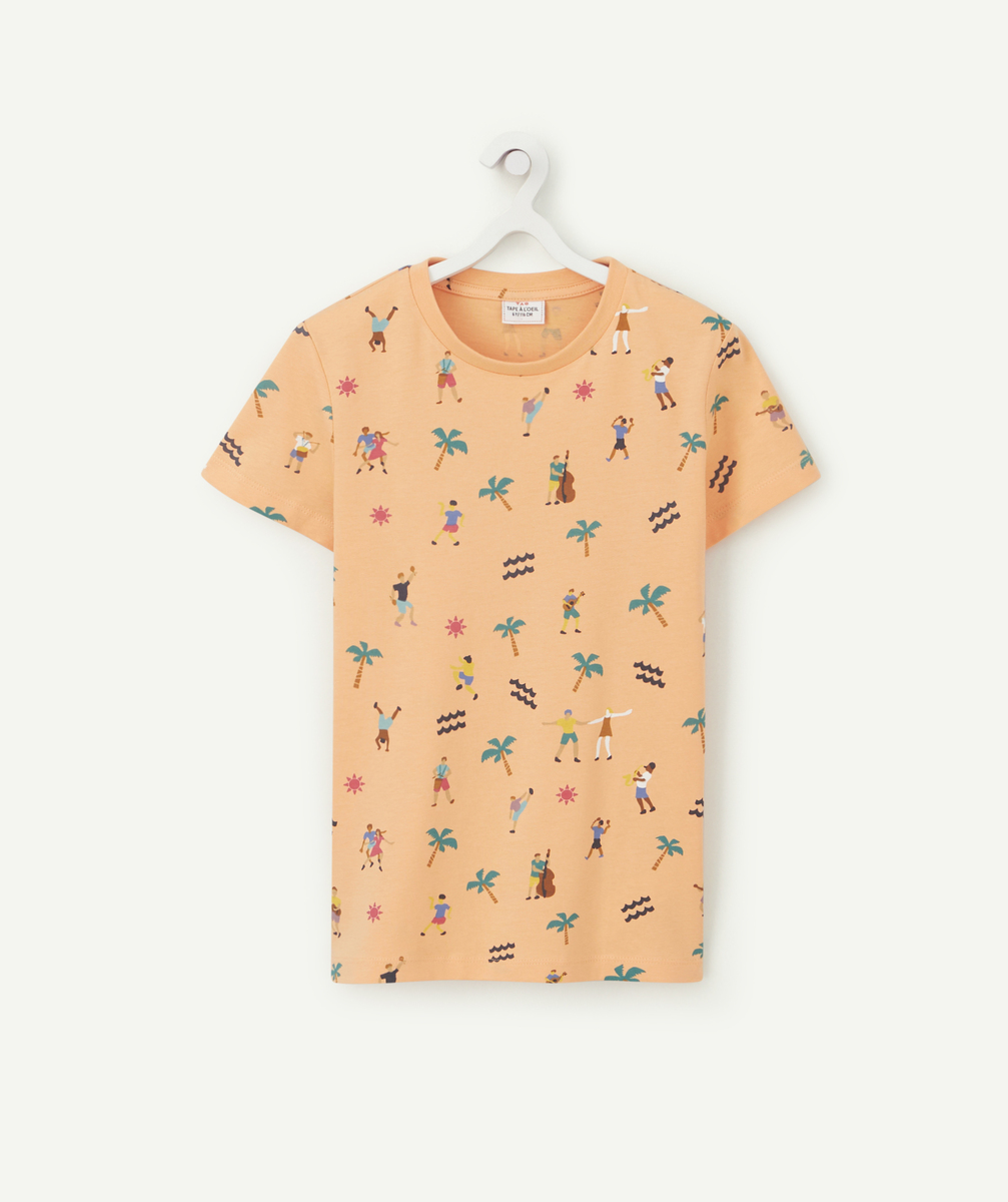 T-shirt garçon orange en coton bio avec imprimé coloré - 3 A