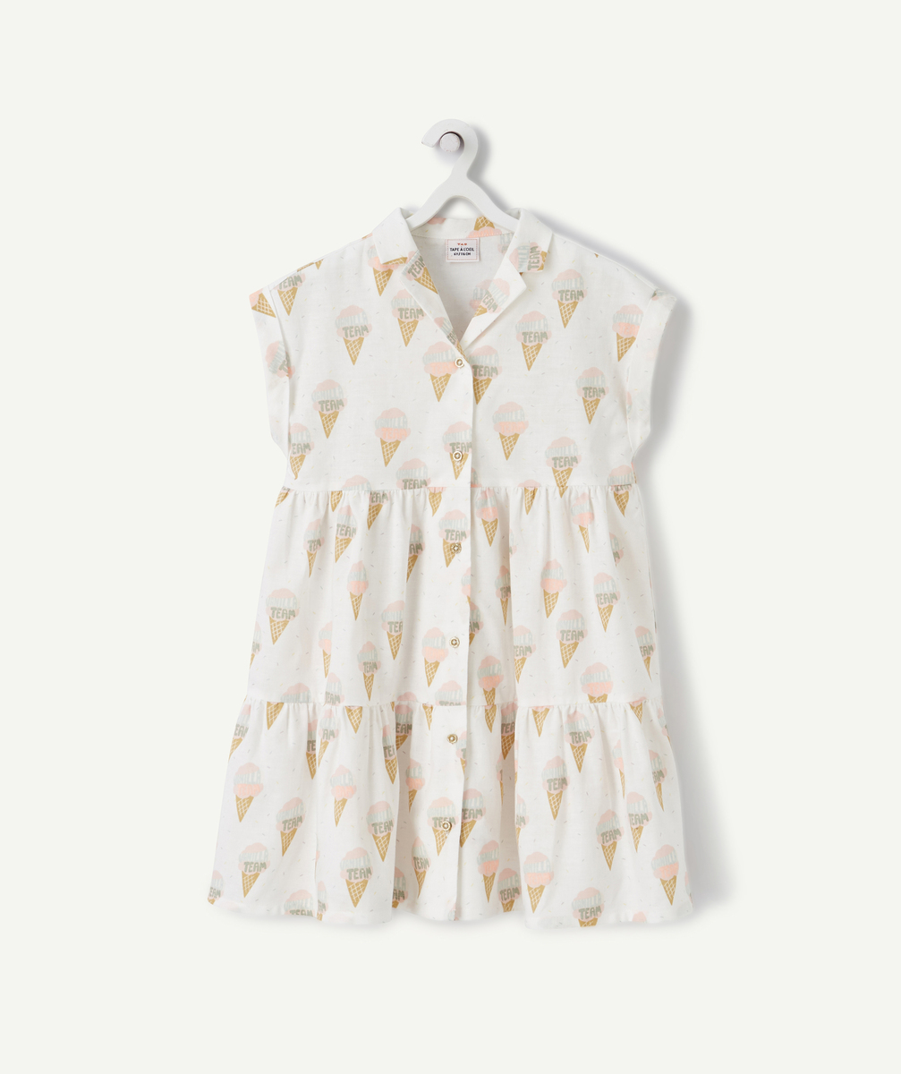 Robe fille blanche imprimée glaces - 4 A