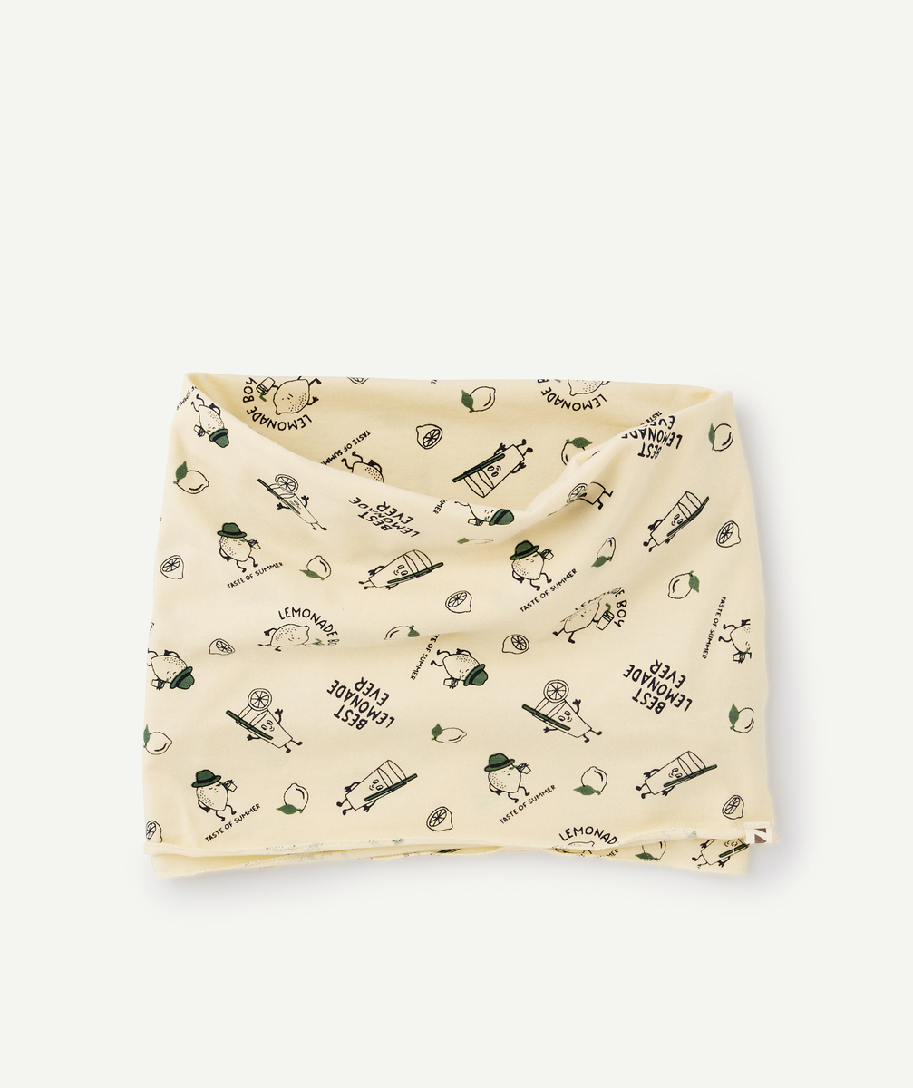 Snood garçon jaune en coton et imprimé thème limonade - TU
