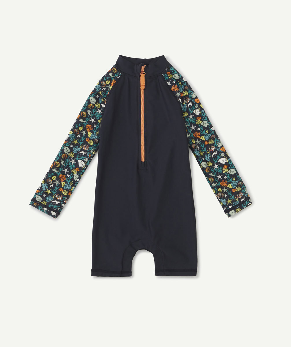 Combi anti-uv bébé garçon en fibres recylées bleue et imprimée - 9 M