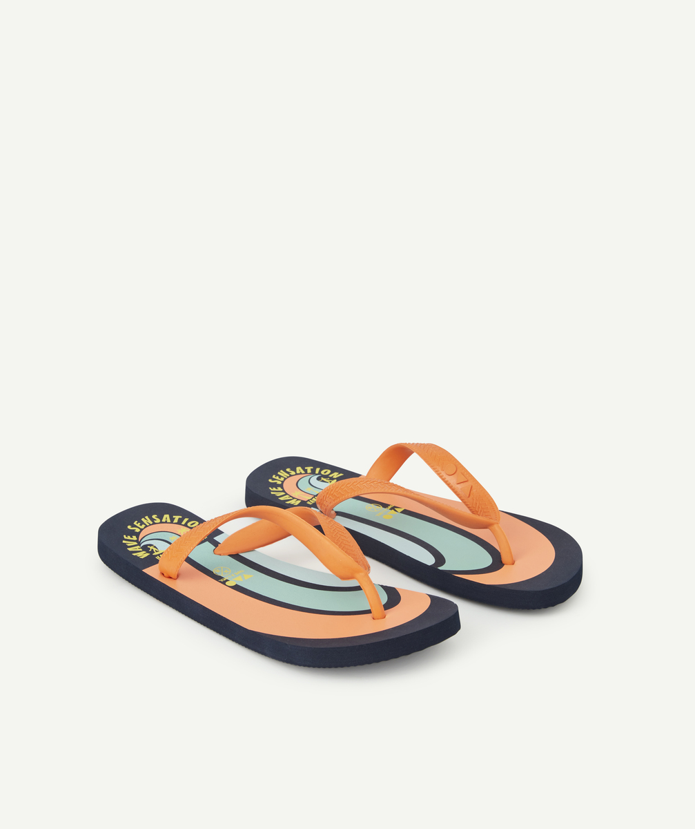 Tongs garçon orange et bleu thème surf - 24-25