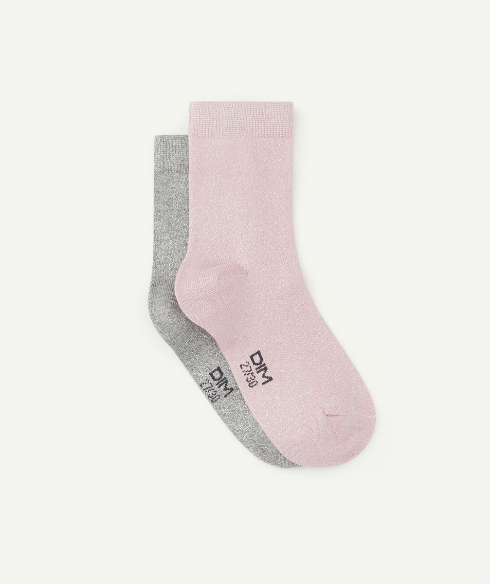Lot de 2 paires de chaussettes roses et grises - 27-30