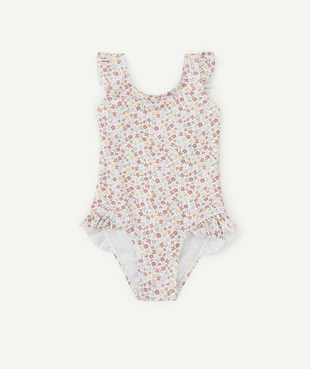 maillot de bain 1 pièce bébé fille en polyester recyclé fleuri - 74-80