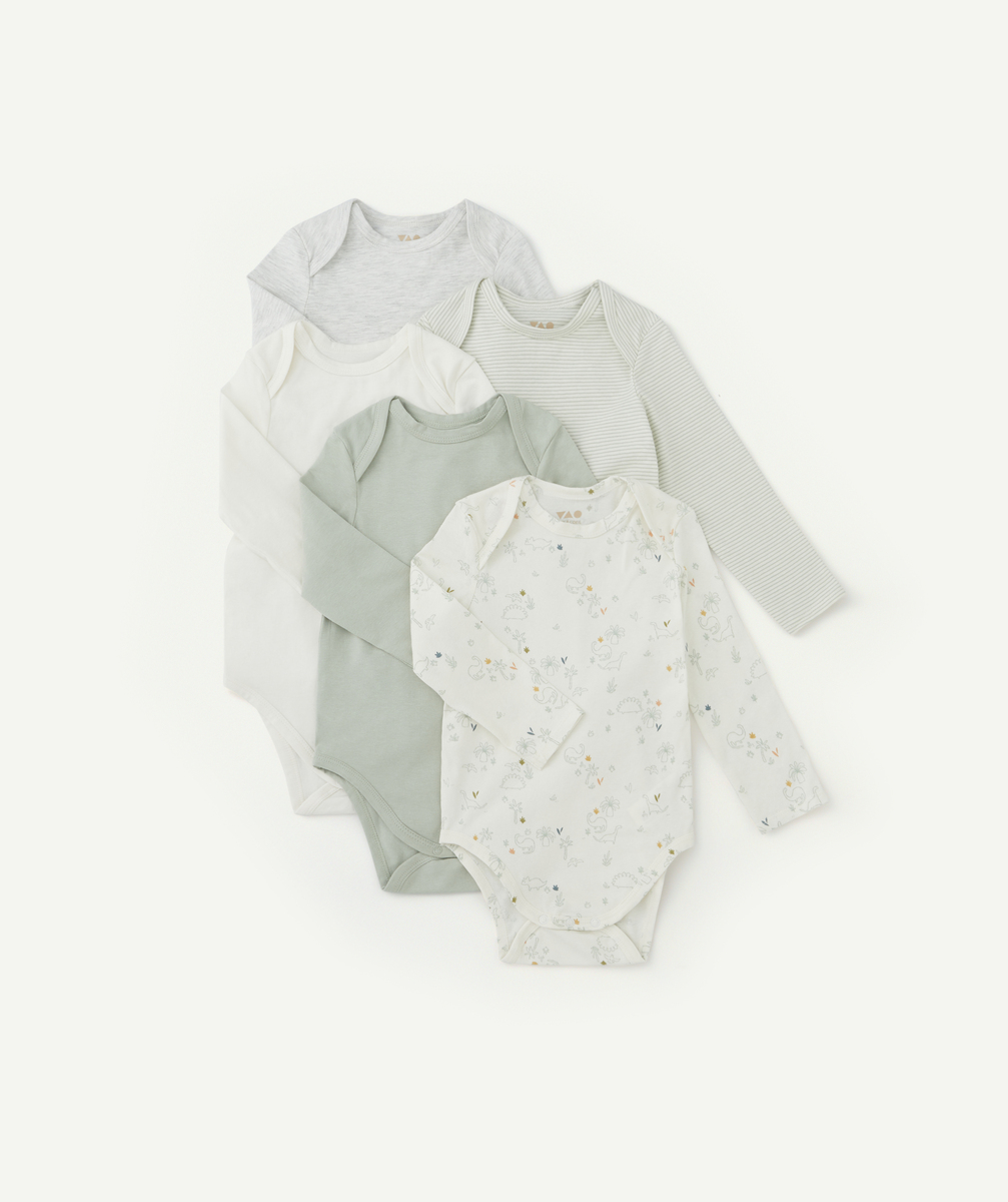 Lot de 5 bodies bébé garçon en coton bio vert d'eau - 18 M