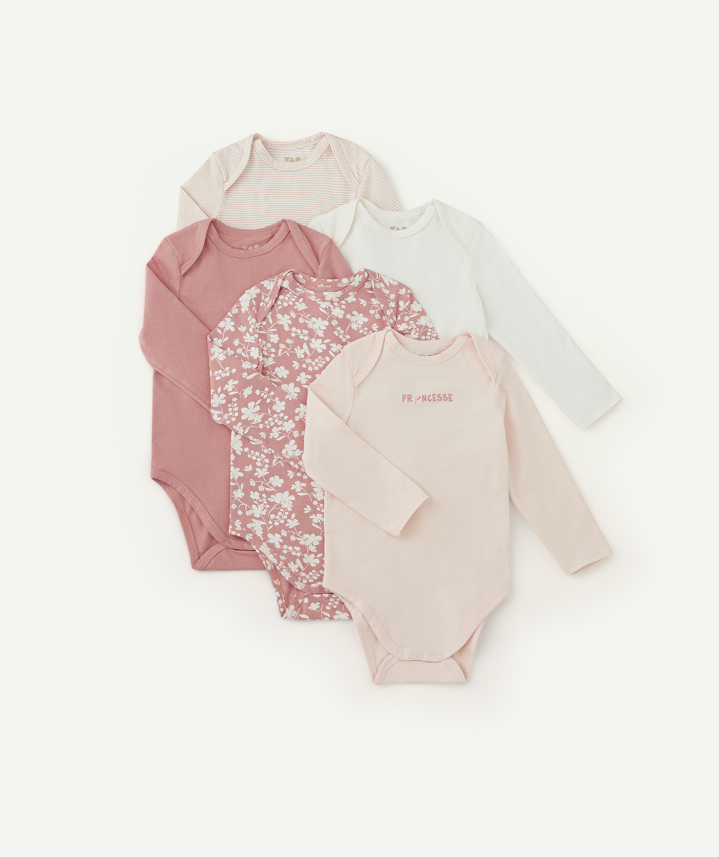 Lot de 5 bodies bébé fille en coton biologique rose - 18 M