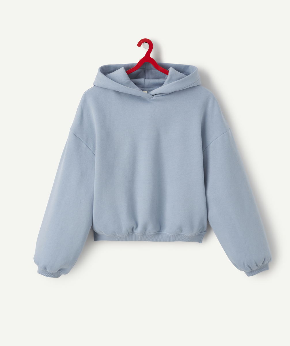 Sweat à capuche garçon en fibres recyclées bleu ciel - XS