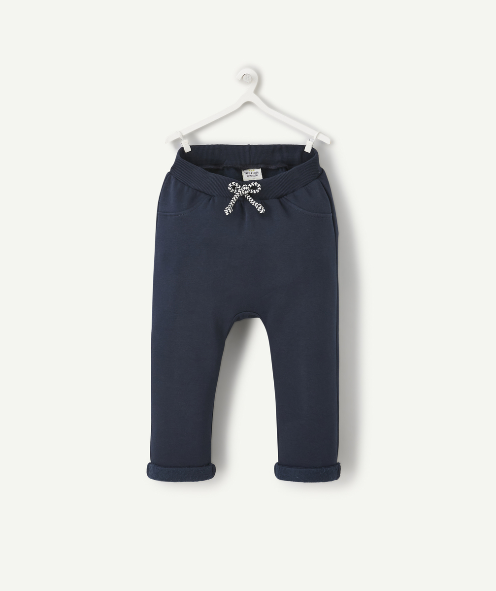 Pantalon sarouel bébé garçon en fibres recyclées bleu marine - 12 M