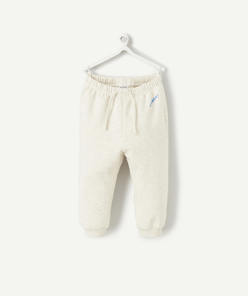Jogging bébé garçon en fibres recyclées gris chiné avec message - 1 M