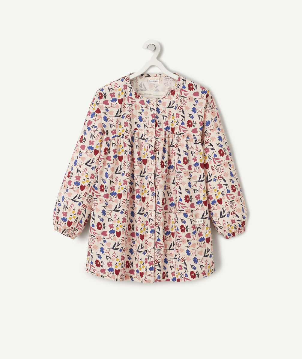Tablier en coton rose imprimé fleuri - 9-10A