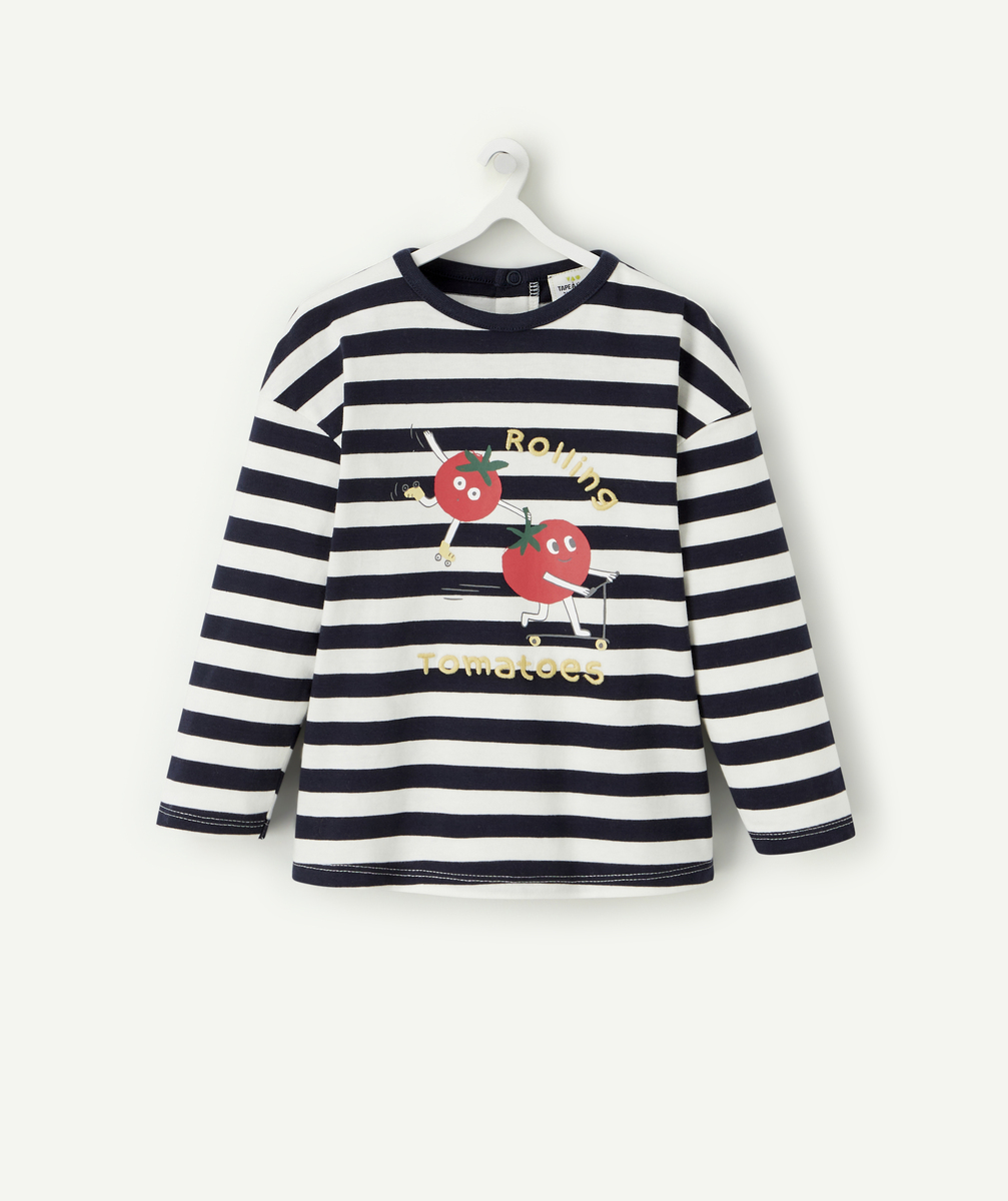 T-shirt bébé garçon en coton bio à rayures avec tomates - 18 M