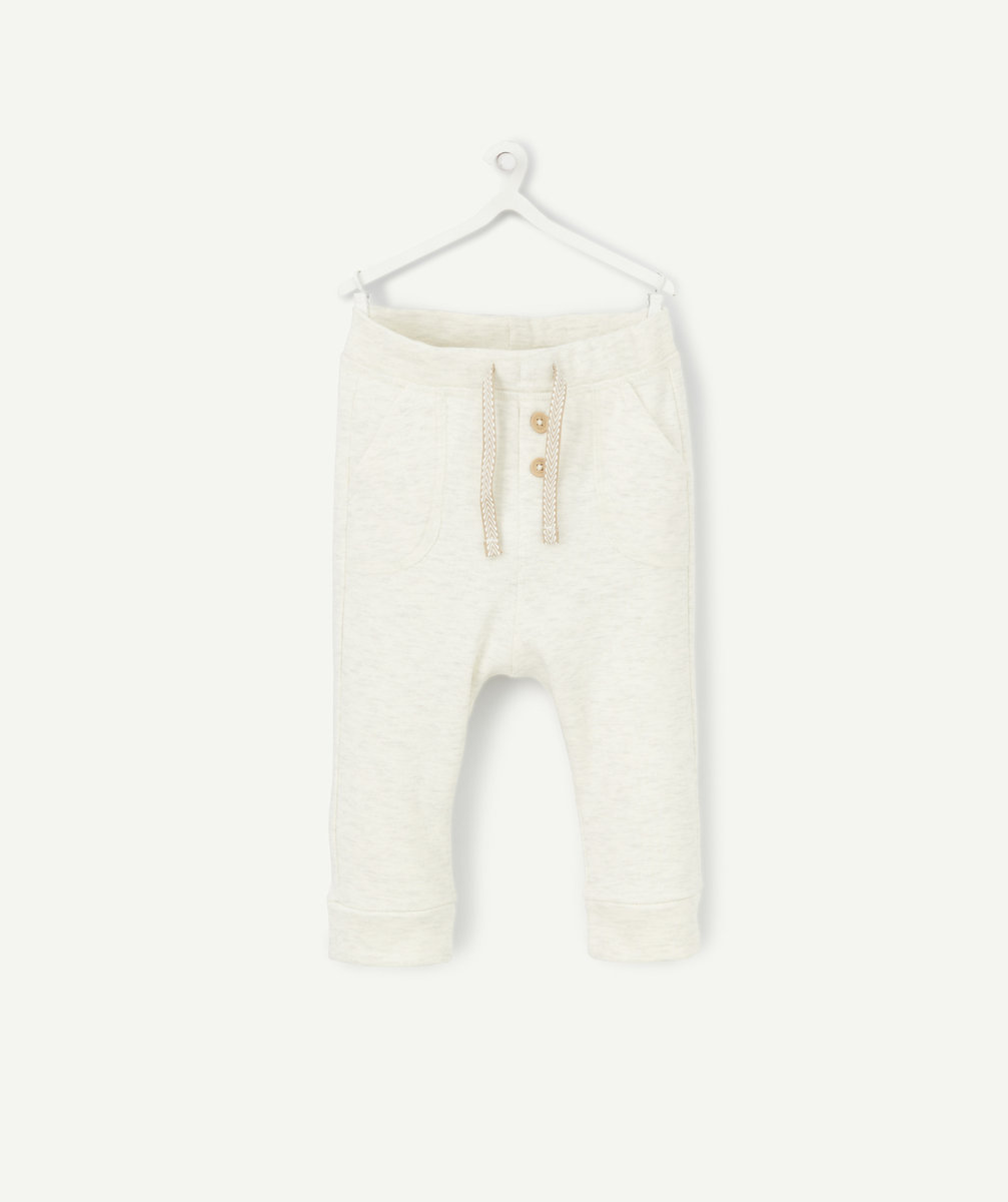 Jogging bébé garçon en fibres recyclées écru chiné - 6 M