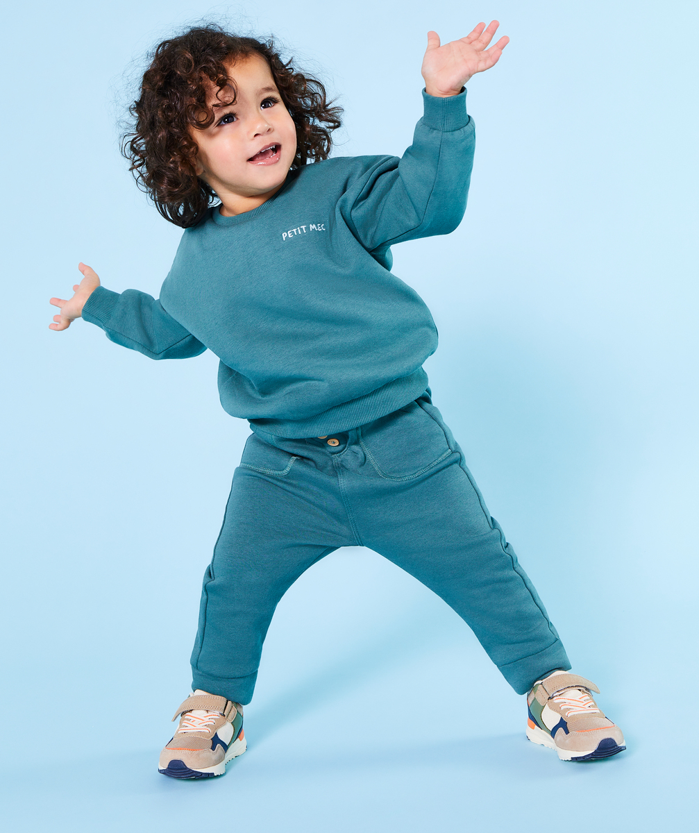 Jogging bébé garçon en fibres recyclées et molleton vert - 9 M