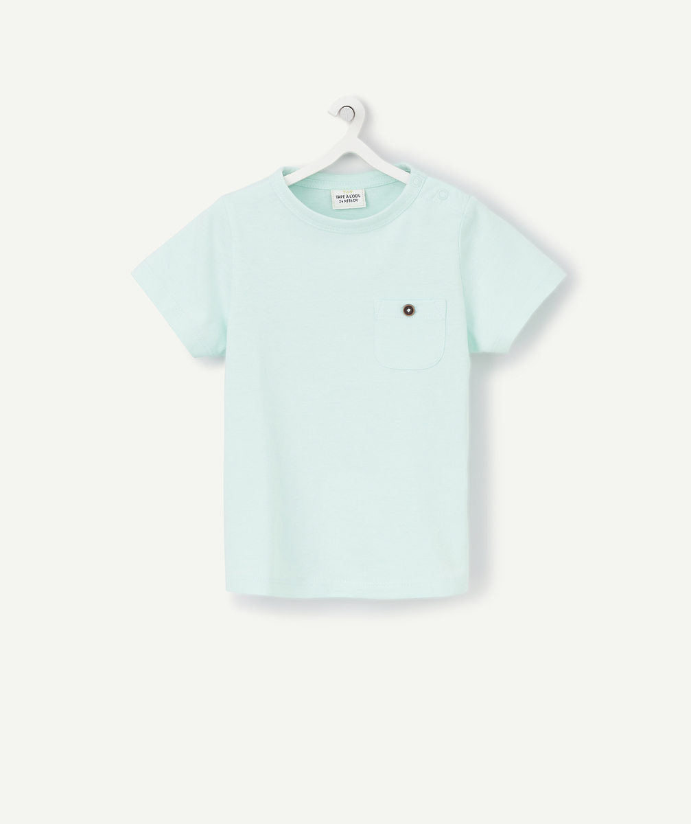 T-shirt bébé garçon vert menthe en coton bio avec poche - 6 M