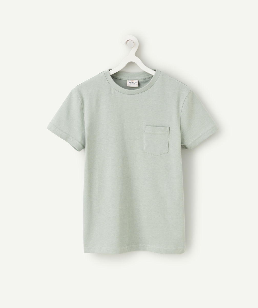 T-shirt garçon en coton vert pâle avec poche - 5 A