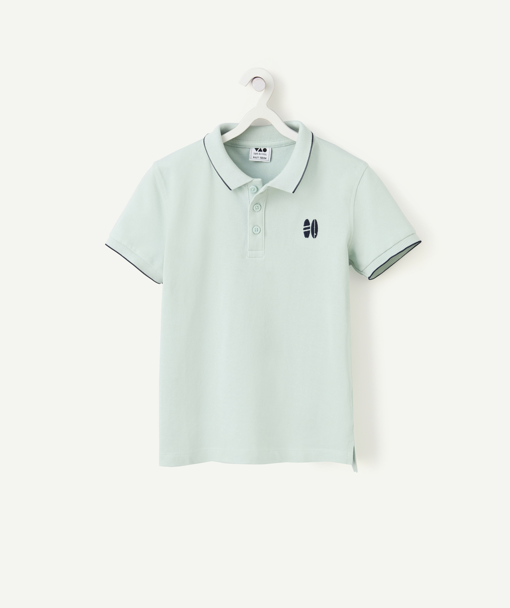 Polo garçon en coton biologique bleu avec motifs surfs brodés - 6 A