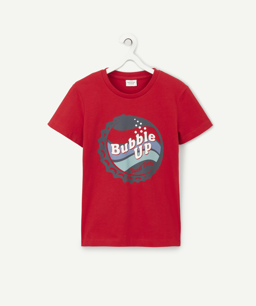T-shirt garçon en coton bio rouge motif capsule - 6 A