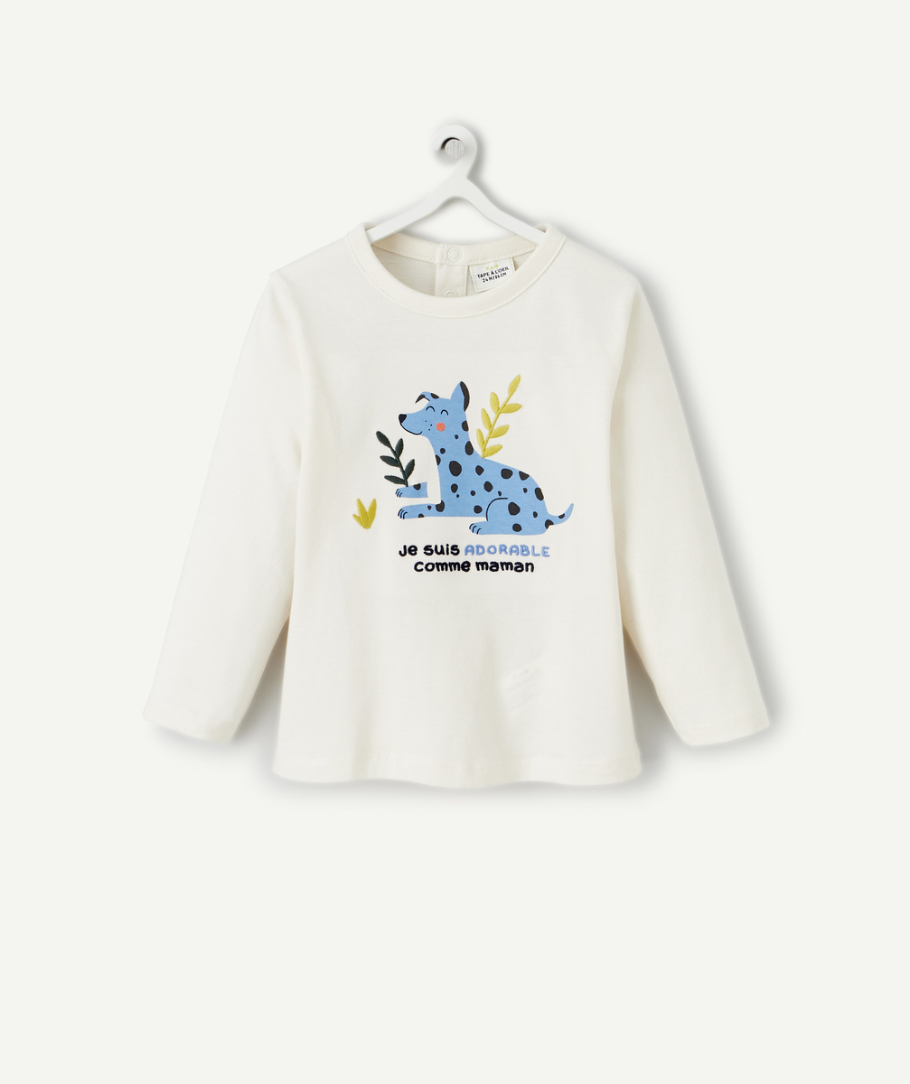 T-shirt manches longue bébé garçon en coton bio et chien bleu - 18 M