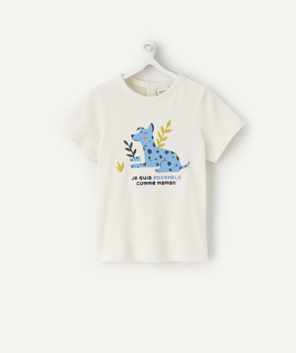 T-shirt bébé garçon en coton bio avec chien bleu - 12 M