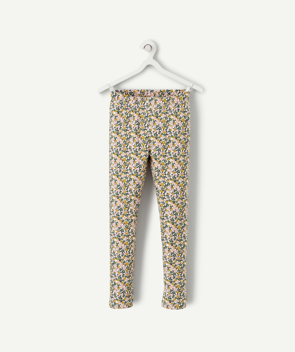 Legging fille en coton bio imprimé fleuri - 12 A
