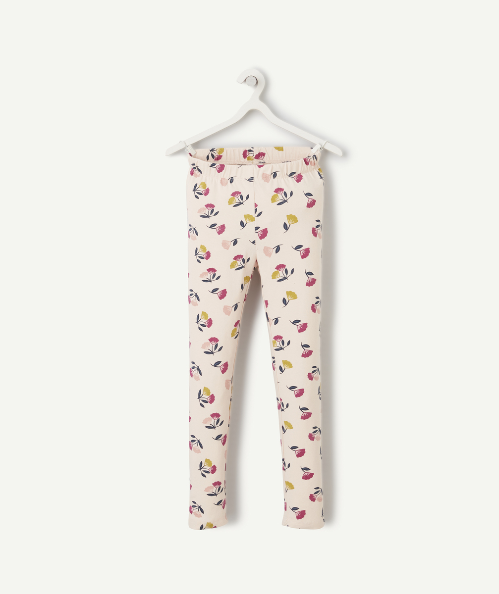 Legging fille en coton bio rose imprimé fleuri - 10 A