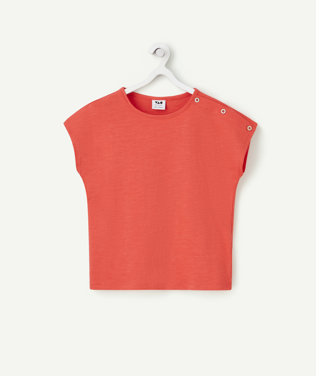 T-shirt manches courtes fille en coton bio rouge - 6 A