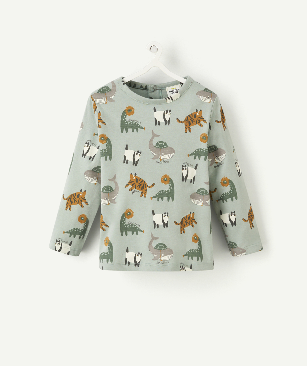 T-shirt bébé garçon en coton bio vert avec animaux - 24 M