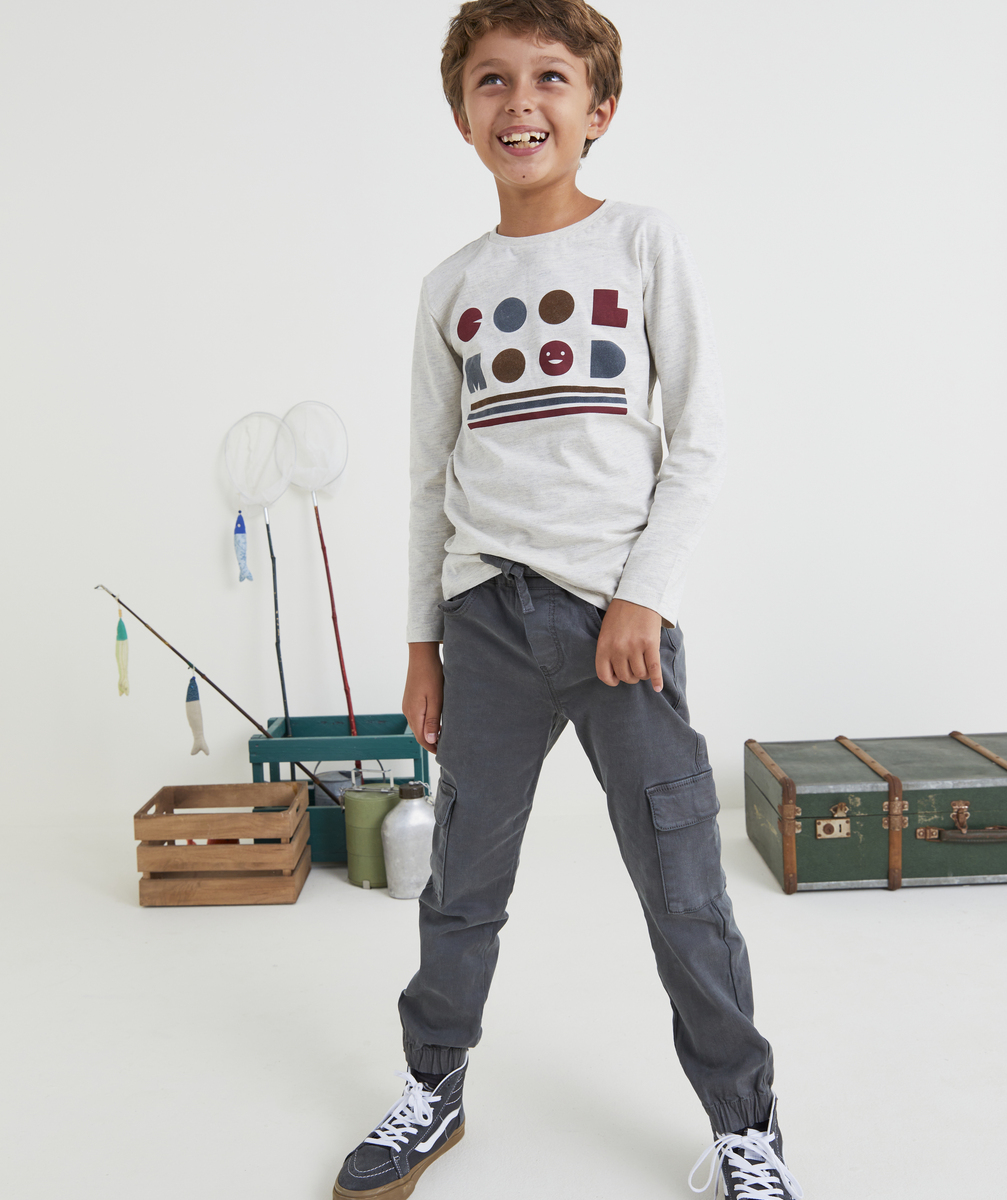 Pantalon slim cargo garçon en viscose responsable gris - 10 A