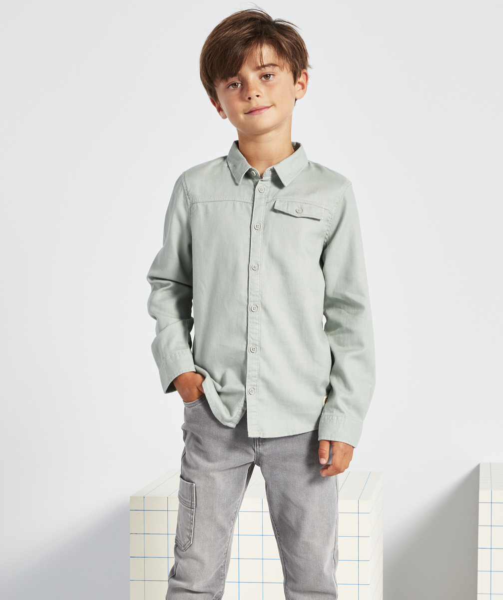 Chemise garçon en viscose responsable verte avec patch - 2-3 A