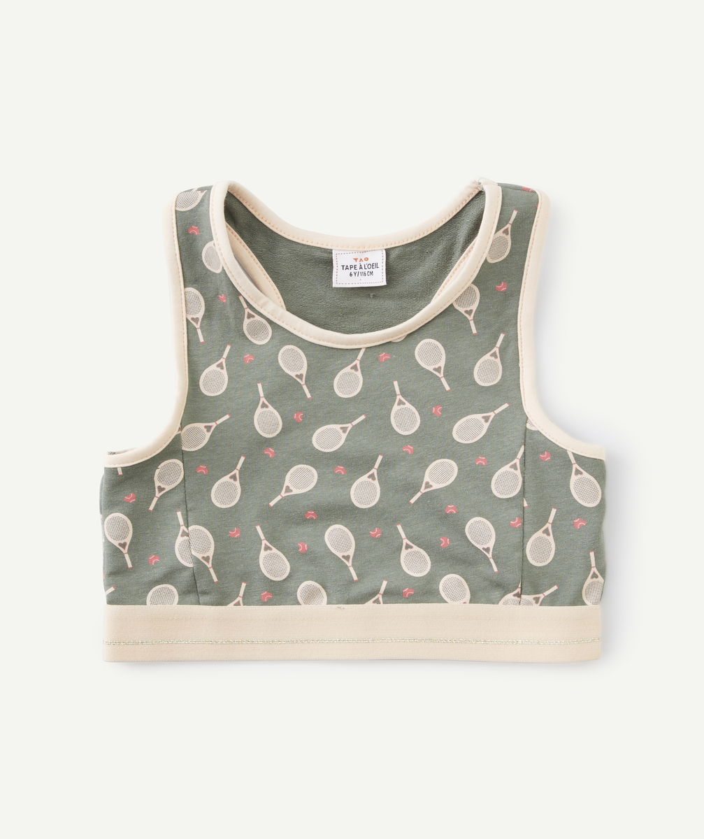 Brassière fille kaki et rose pâle thème tennis - 10 A