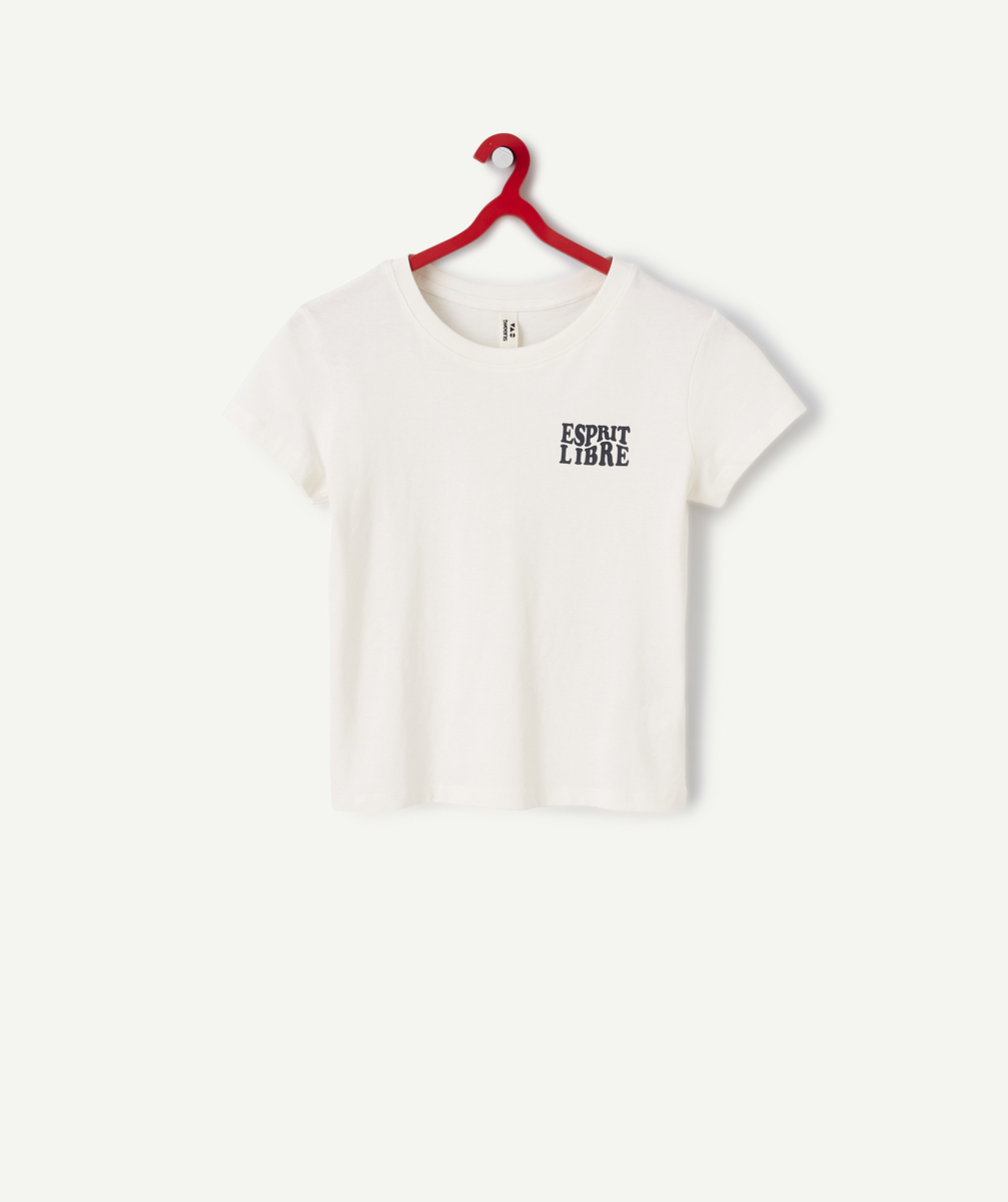 T-shirt fille en coton bio blanc avec message esprit libre - 10 A