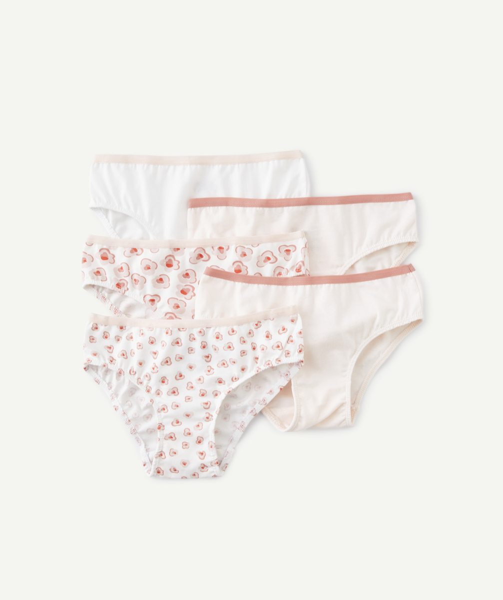 Lot de 5 culottes fille rose et blanc imprimé fleuri - 3 A