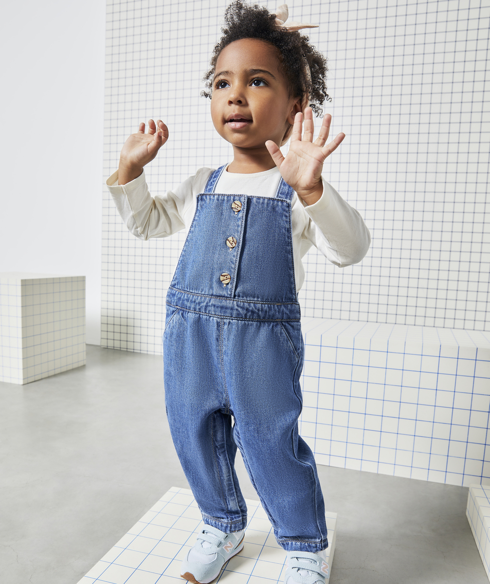 Salopette bébé fille en denim low impact bleue - 3 M