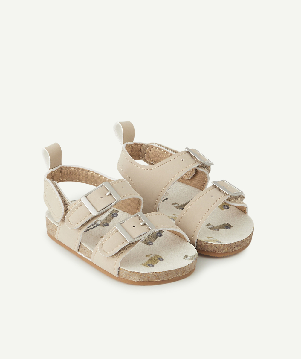Chaussons style sandales bébé garçon beiges avec boucles - 6-12 M