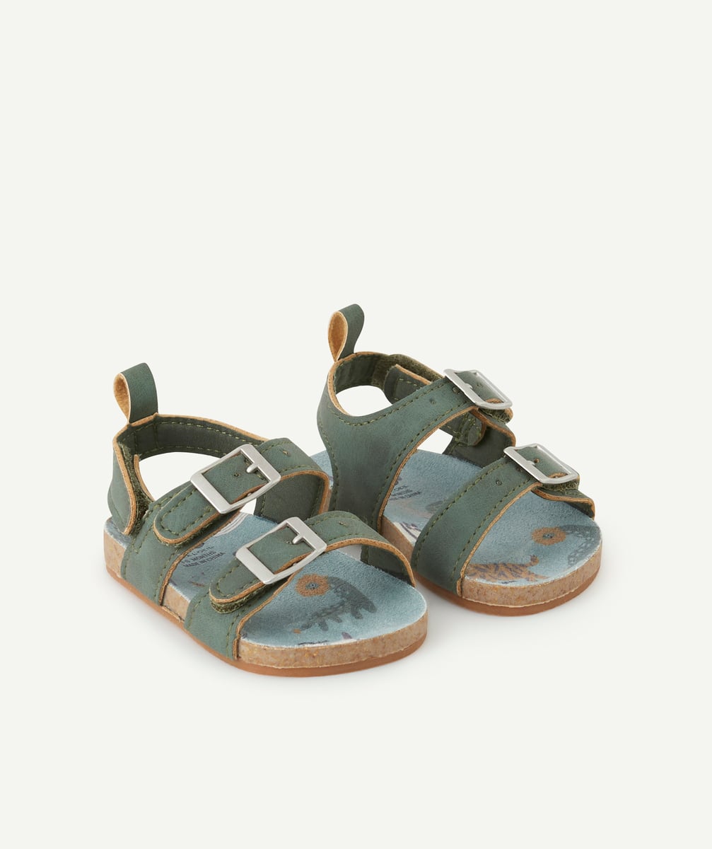 Chaussons style sandales bébé garçon verts avec boucles - 3-6 M