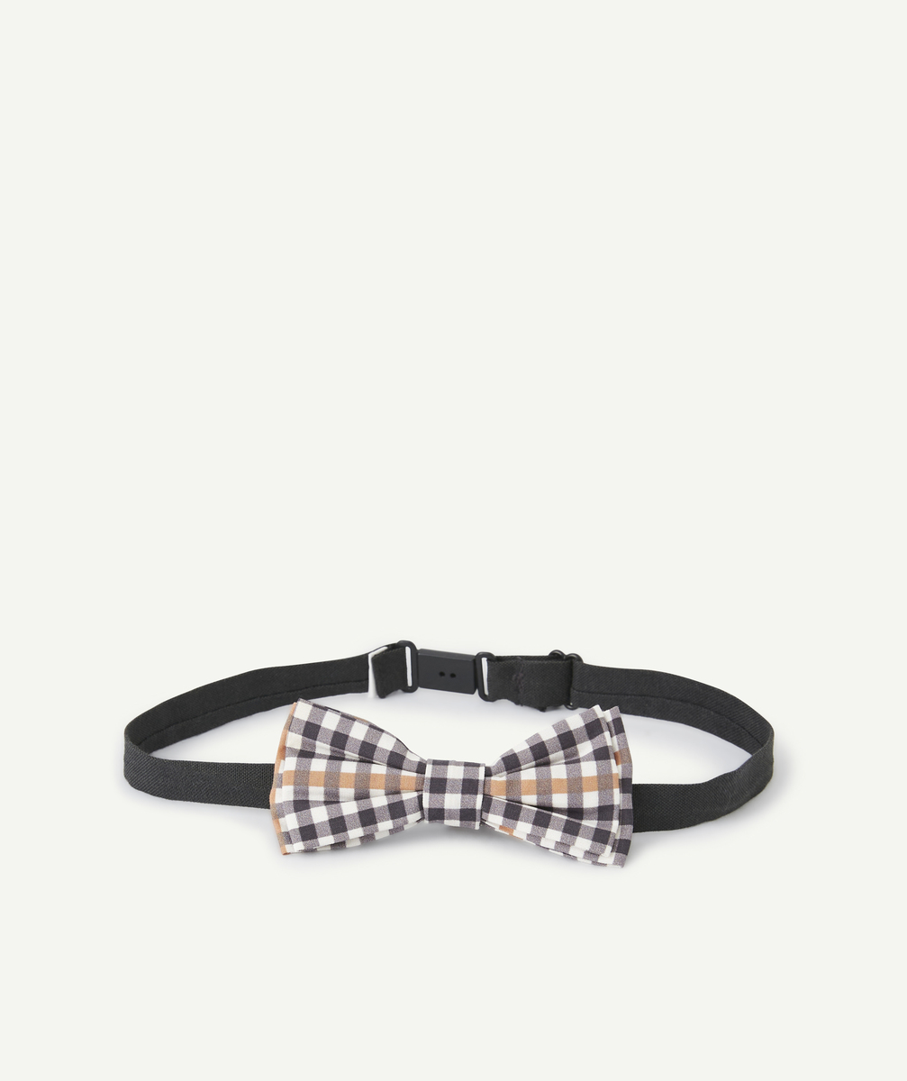 Noeud papillon garçon à carreaux gris et ocre - TU