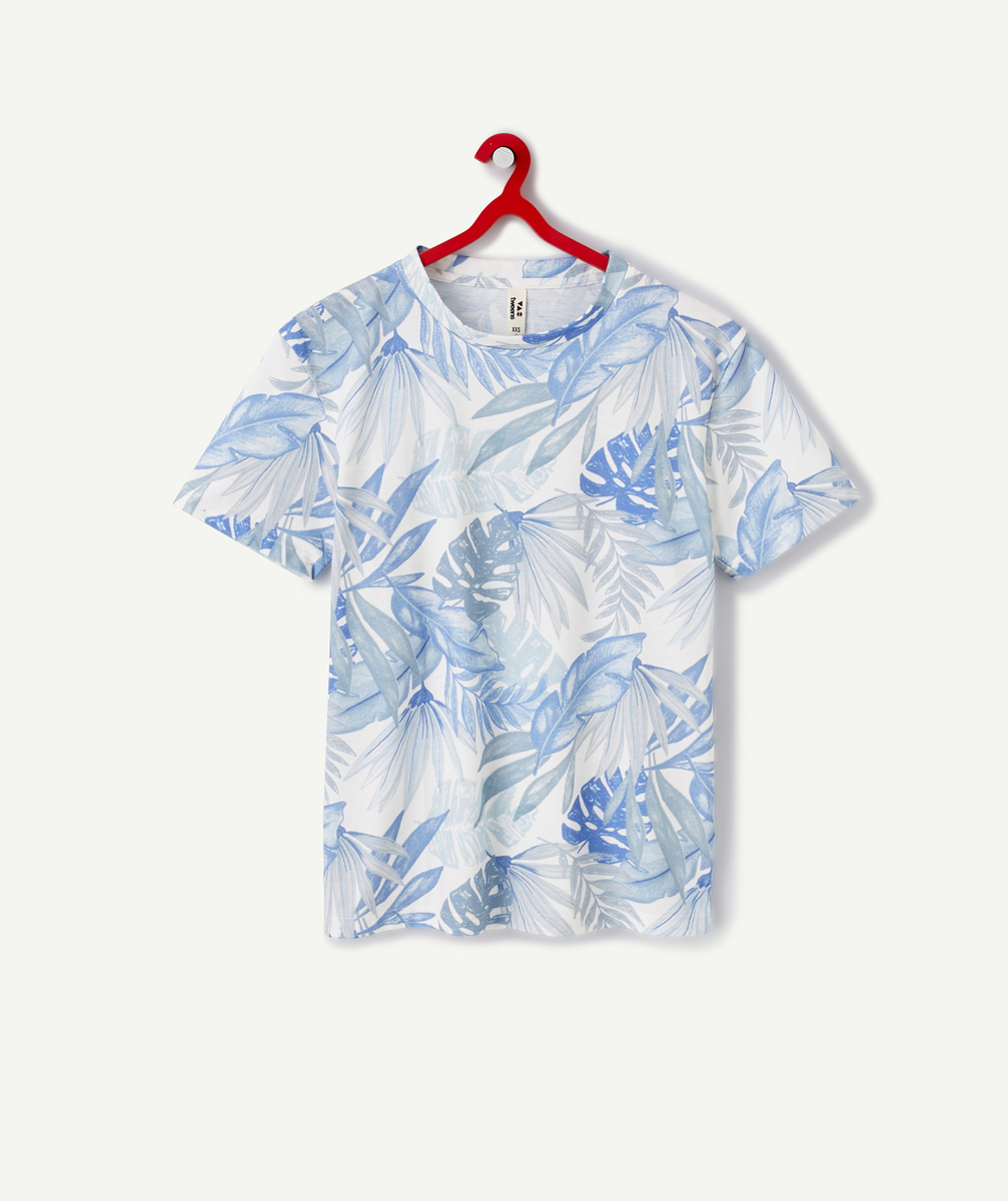 T-shirt garçon imprimé feuillage bleu et vert - XS