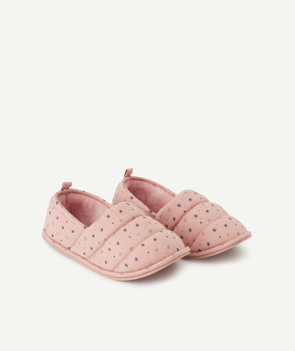 Chaussons fille roses imprimé étoilé - 28-29