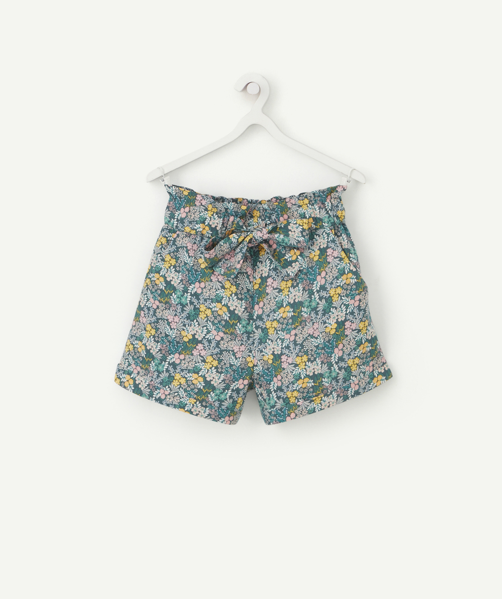 Short fille en viscose responsable vert imprimé fleuri - 8 A
