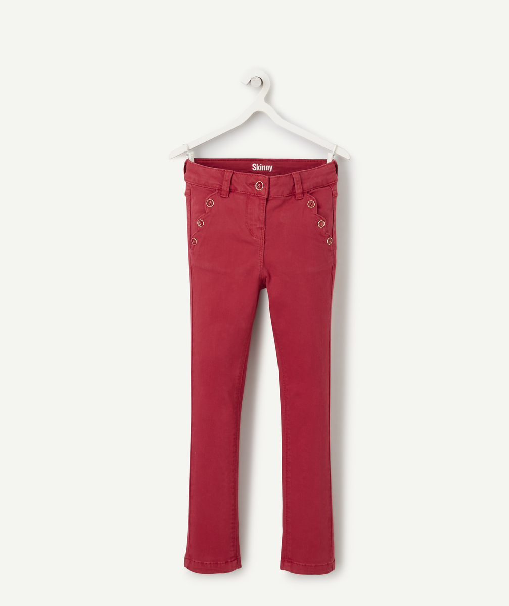Pantalon skinny fille en fibres recyclées rose - 5 A