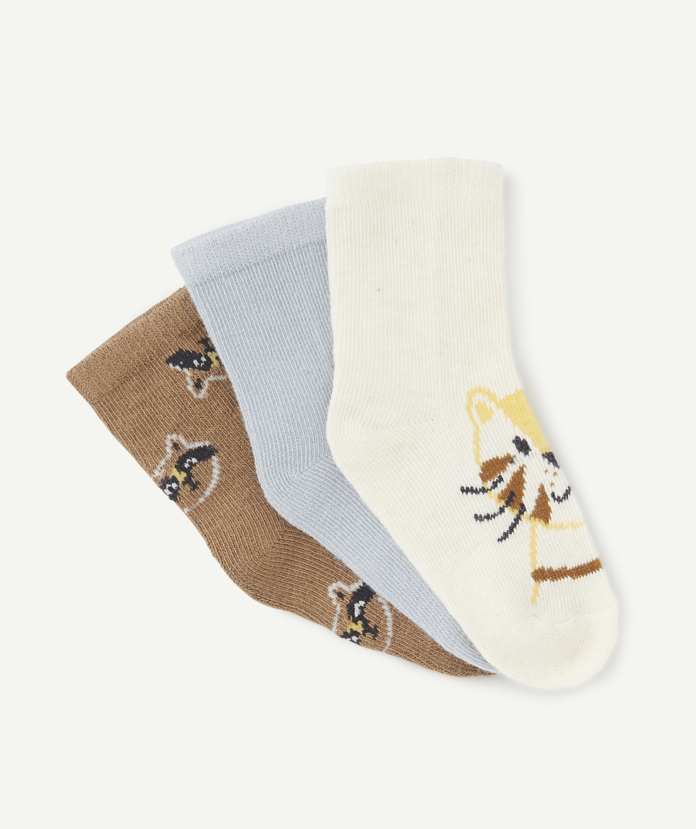 Lot de 3 chaussettes hautes bébé garçon thème chats - 21-23