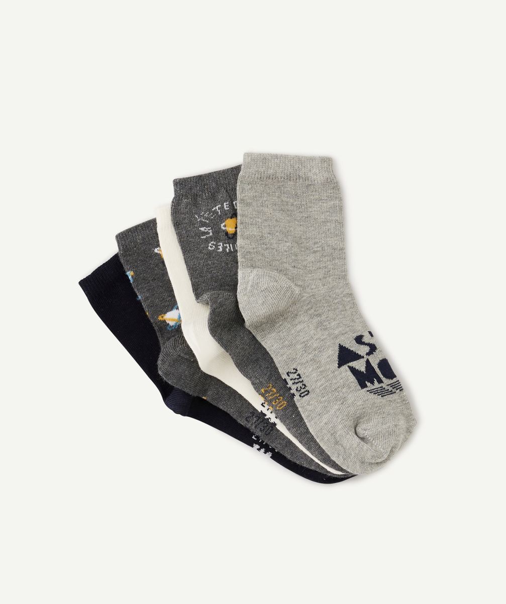 Lot de 5 paires de chaussettes garçon bleu foncé gris et écru - 35-37