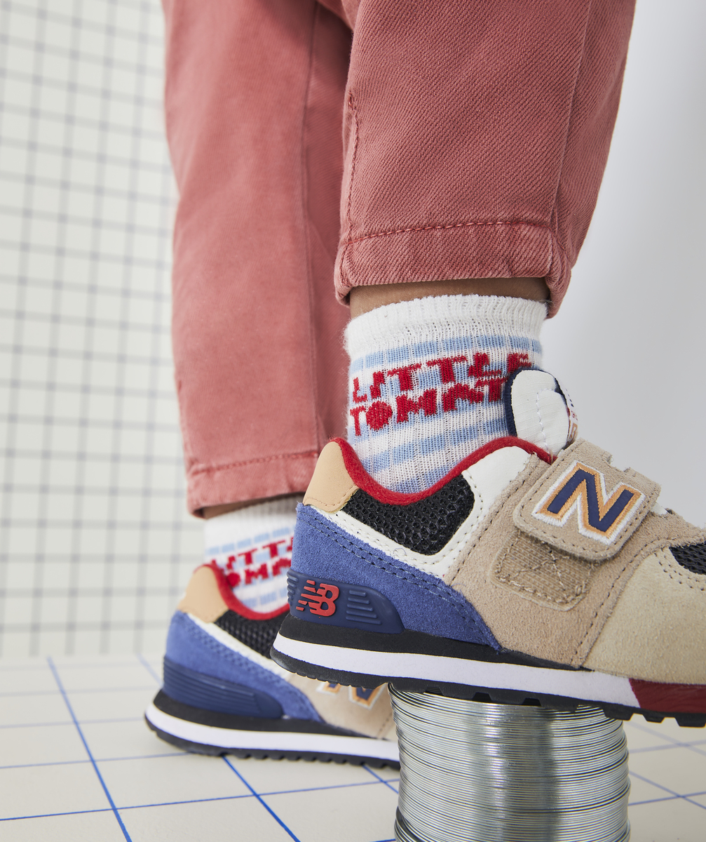Chaussettes hautes bébé garçon en coton bio à rayures avec message tomate - 18-20