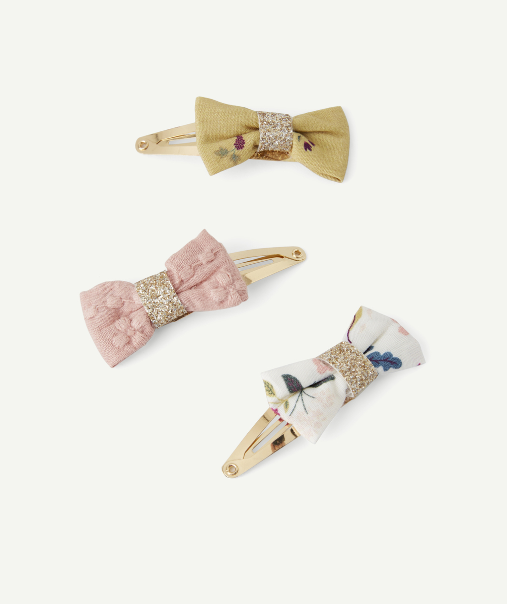 Lot de 3 barrettes noeuds bébé fille aux détails pailletés - TU