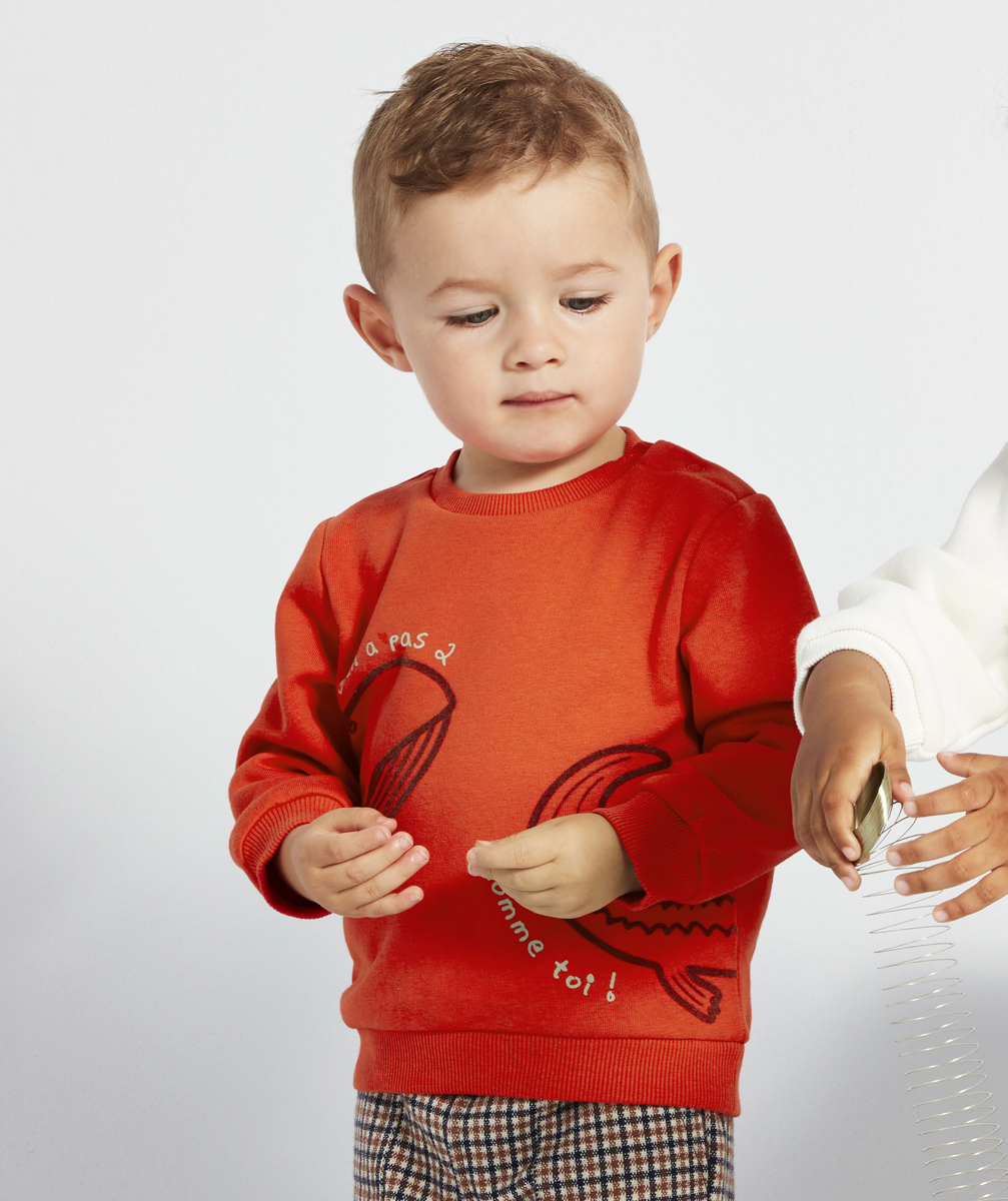 Sweat bébé garçon en fibres recyclées rouge avec animaux - 12 M