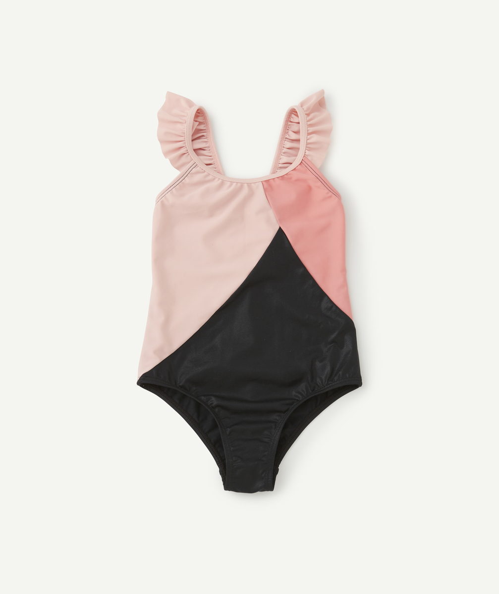 maillot de bain 1 pièce fille en fibres recyclées rose et noir - 3 a
